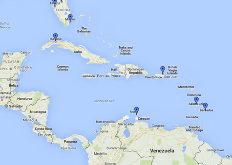 Map of the Caribbean